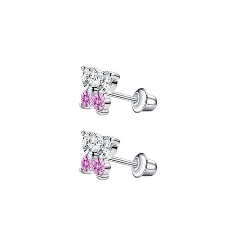Butterfly Pink CZ Stud Earrings