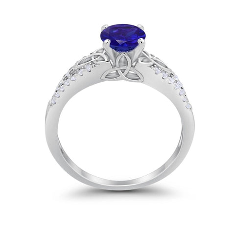 Celtic Trinity Knot Sapphire Cubic Zirconia Ring