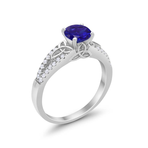Celtic Trinity Knot Sapphire Cubic Zirconia Ring