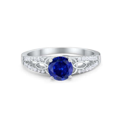 Celtic Trinity Knot Sapphire Cubic Zirconia Ring