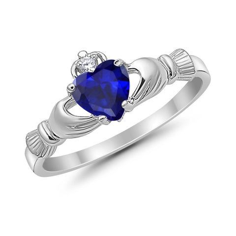 Claddagh Ring with Sapphire Cubic Zirconia