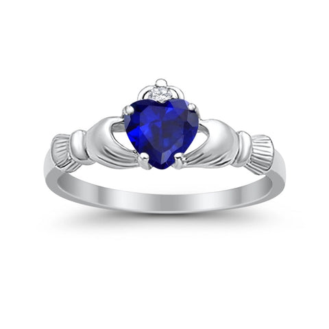 Claddagh Ring with Sapphire Cubic Zirconia