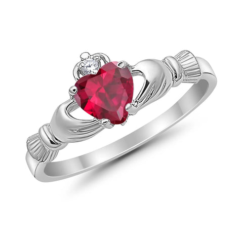 Claddagh Ring with Ruby Cubic Zirconia