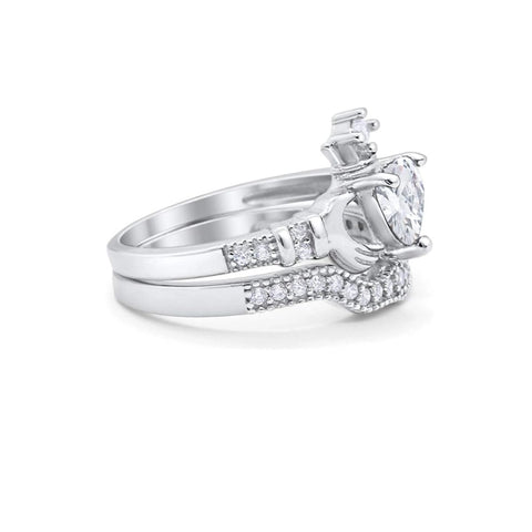 Claddagh Two Piece Ring Set with Cubic Zirconia