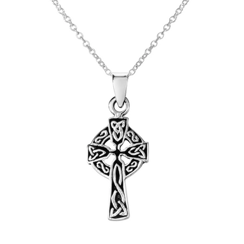 Celtic Cross Necklace in Sterling Silver