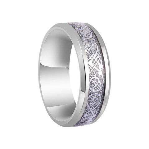 Silver Celtic Dragon Knot Stainless Steel Ring