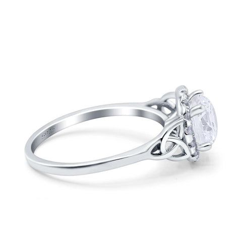 Celtic Trinity Knot Halo Ring with Cubic Zirconia