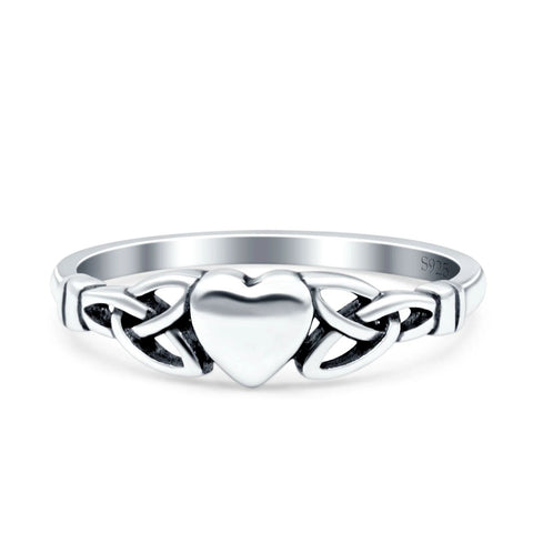 Celtic Oxidised Heart Sterling Silver Ring