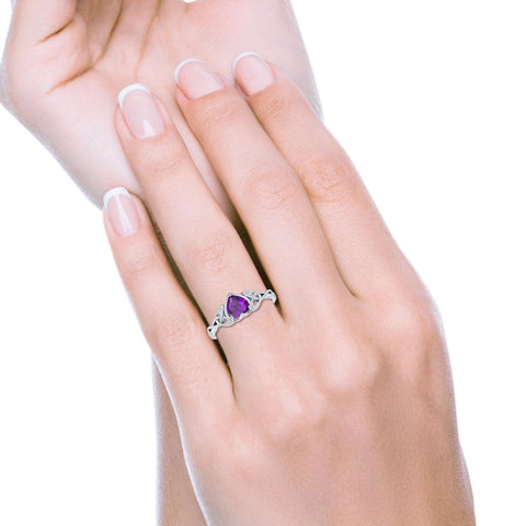 Celtic Trinity Heart Ring with Amethyst Cubic Zirconia