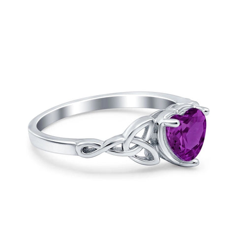 Celtic Trinity Heart Ring with Amethyst Cubic Zirconia