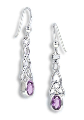 Celtic Knot and Genuine Amethyst Hook Earrings