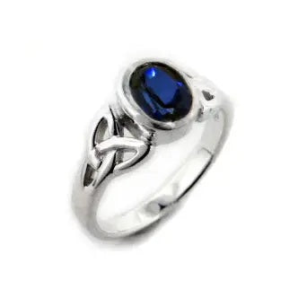 Celtic Trinity Knot and Blue Sapphire Ring