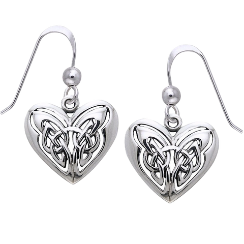 Celtic Knot Eternal Heart Sterling Silver Hook Earrings