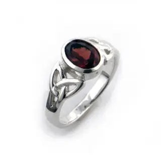 Celtic Trinity Knot and Genuine Red Garnet Ring