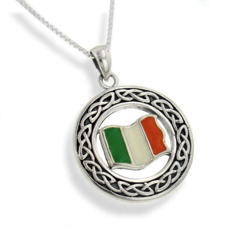 Irish Celtic Knot Flag of Ireland Pendant Necklace