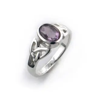 Celtic Knot Sterling Silver Ring with Genuine Amethyst