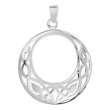 Celtic Round Sterling Silver Pendant Necklace