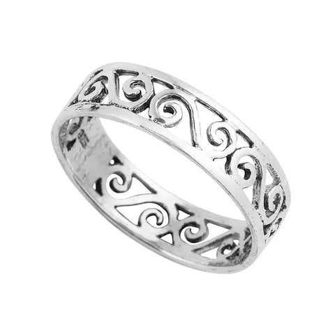 Celtic Swirls Sterling Silver Band Ring
