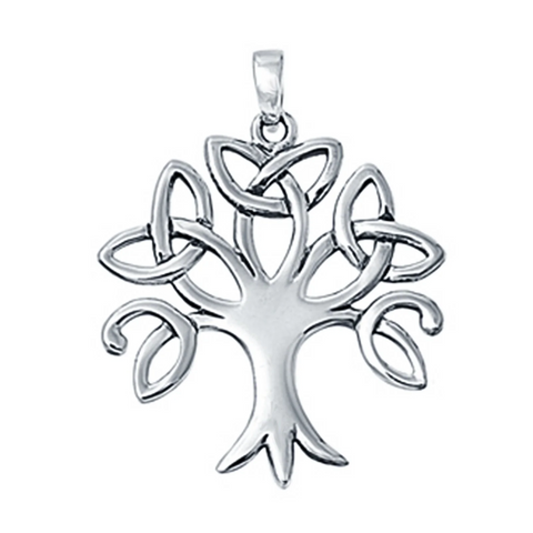 Celtic Trinity Tree Sterling Silver Pendant - Large