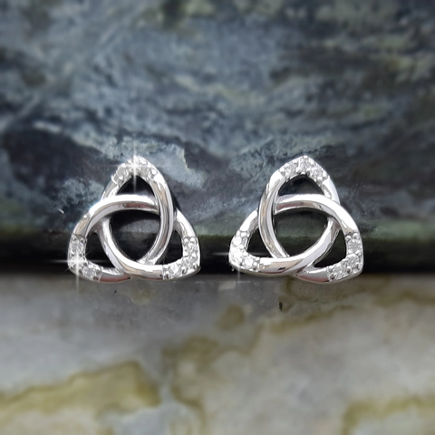 Celtic Trinity Knot Cubic Zirconia Stud Earrings