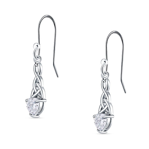 Celtic Trinity Heart Earrings with Cubic Zirconia