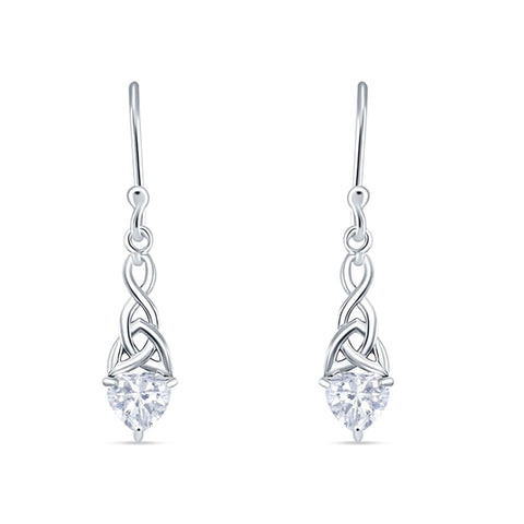 Celtic Trinity Heart Earrings with Cubic Zirconia