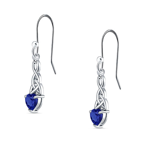 Celtic Trinity Heart Earrings with Sapphire