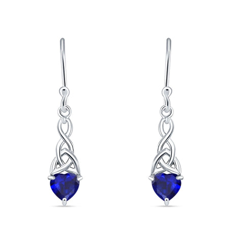 Celtic Trinity Heart Earrings with Sapphire