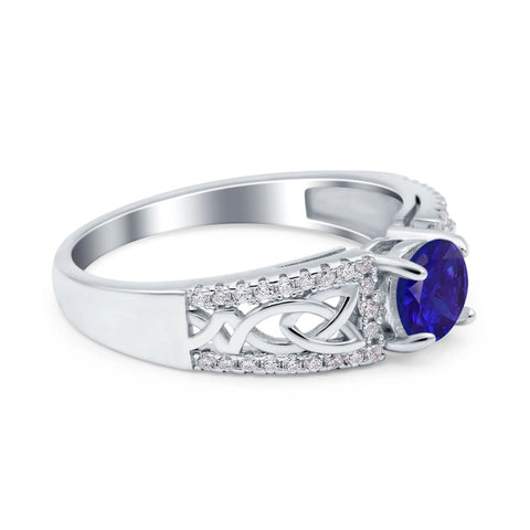 Celtic Trinity Knot & Sapphire Cubic Zirconia Ring