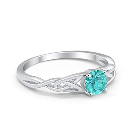 Celtic Trinity Ring with Paraiba Tourmaline Cubic Zirconia