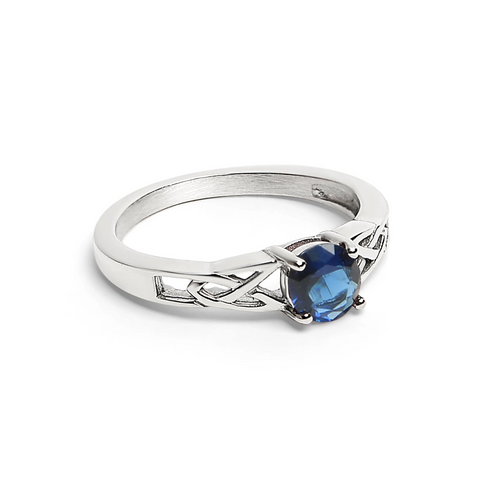 Celtic Trinity Ring with Sapphire Cubic Zirconia