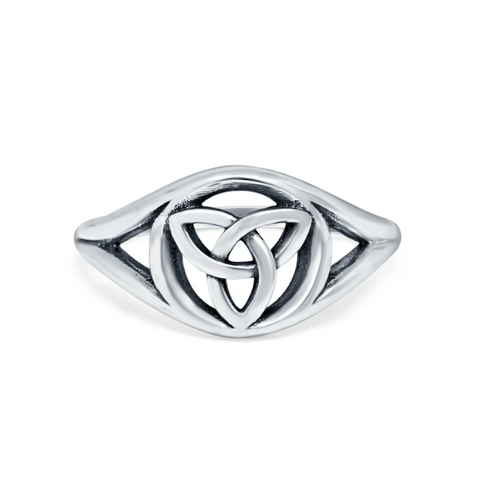 Celtic Trinity Knot Split Shank Oxidised Ring