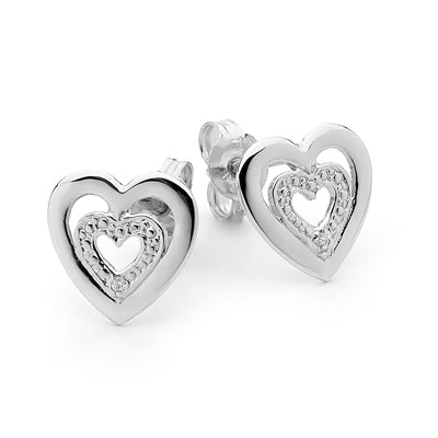Heart Cubic Zirconia Stud Earrings