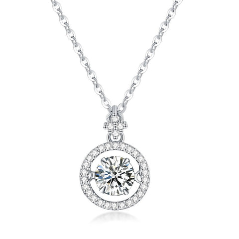 Dancing Moissanite Charm Necklace in 925 Silver
