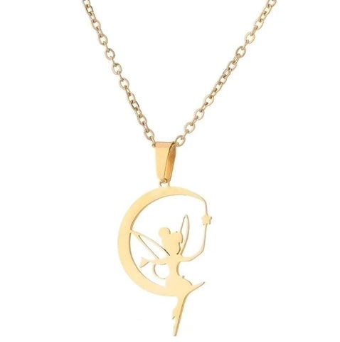 Gold Enchanted Fairy Moon Necklace