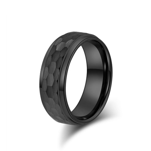 Black Textured Hammer Tone Tungsten Ring