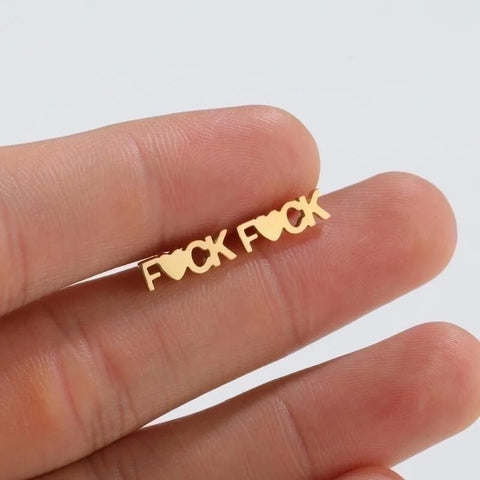 Gold FCK Stud Earrings