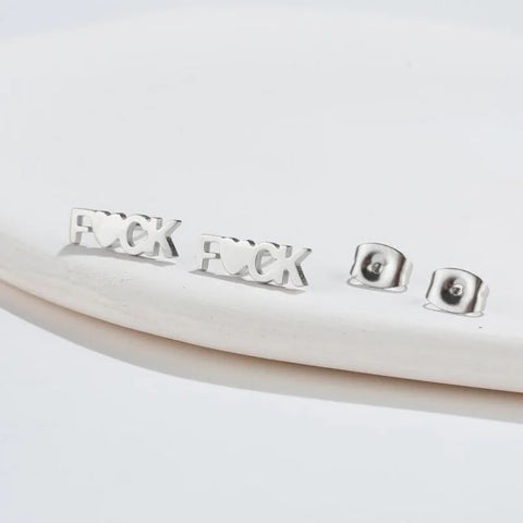 Silver FCK Stud Earrings
