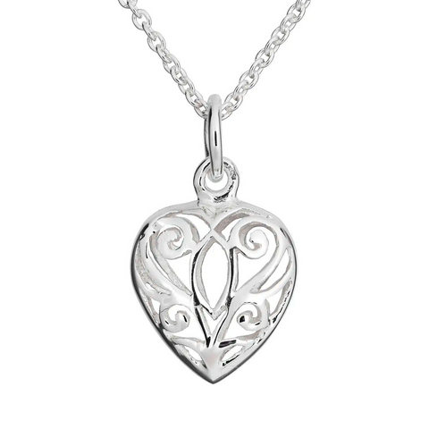 Filigree Puff Heart Pendant
