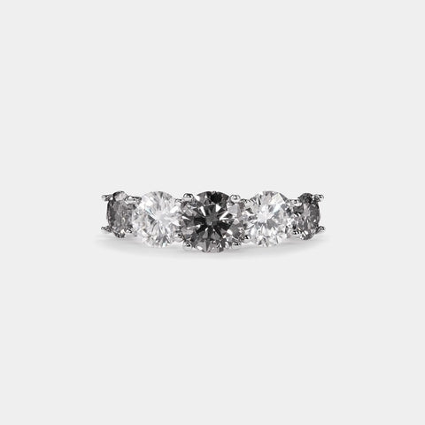 Moissanite Black Five Stone 925 Silver Ring