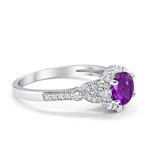 Floral Art Deco Amethyst Cubic Zirconia Ring