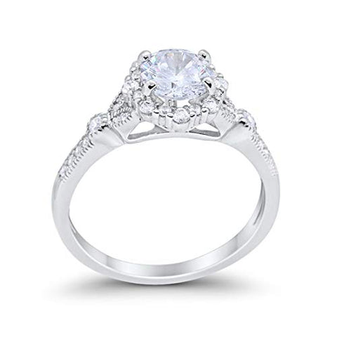 Floral Art Deco Cubic Zirconia Ring