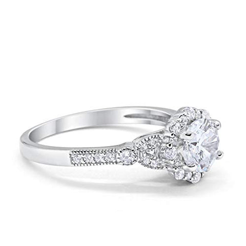 Floral Art Deco Cubic Zirconia Ring