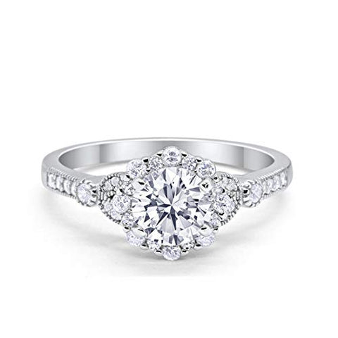 Floral Art Deco Cubic Zirconia Ring