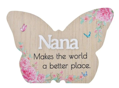 Nana Floral Butterfly Plaque