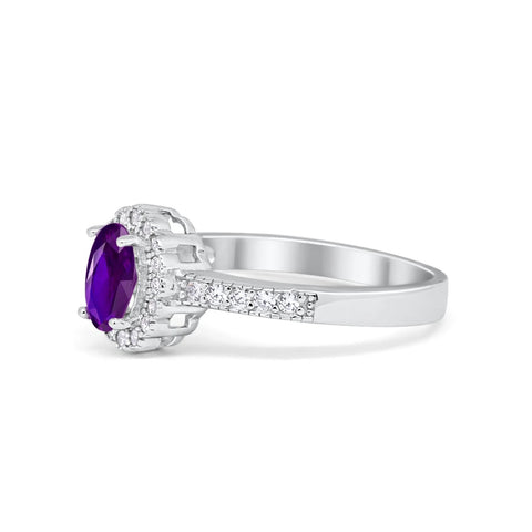 Floral Oval Amethyst Cubic Zirconia Ring