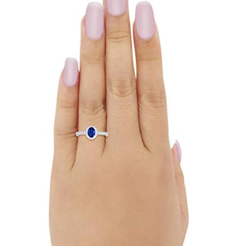 Floral Oval Sapphire Cubic Zirconia Ring