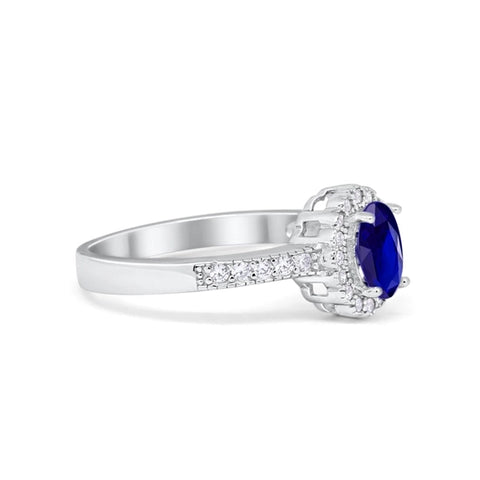 Floral Oval Sapphire Cubic Zirconia Ring