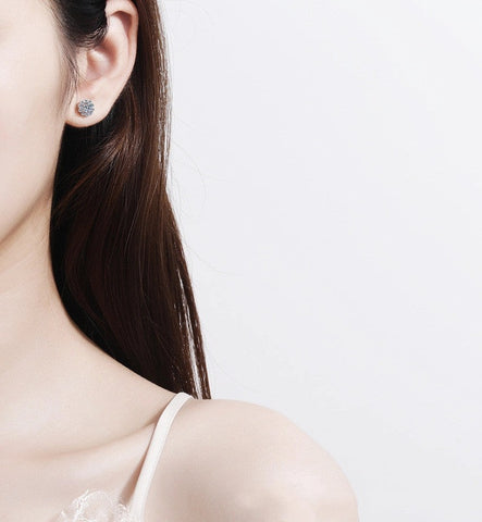 Moissanite Flower Stud Earrings in 925 Silver