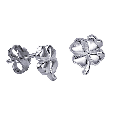 Sterling Silver Four Leaf Clover Stud Earrings
